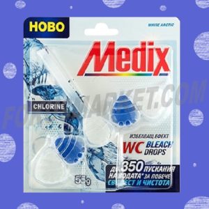 Твърдо блокче за тоалетна чиния Medix Bleach Drops White Arctic 55g