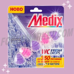 Твърдо блокче за тоалетна чиния Medix WC fresh drops Lavender Лавандула 55g