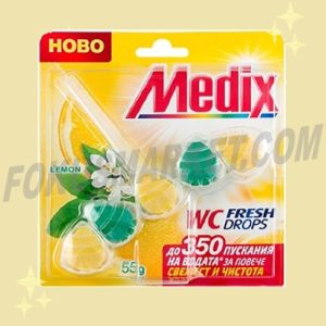 Твърдо блокче за тоалетна чиния Medix WC fresh drops Lemon/Лимон 55g