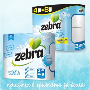 Тоалетна хартия ZEBRA White, 3 пласта
